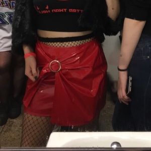 Faux Patent Leather Mini Skirt